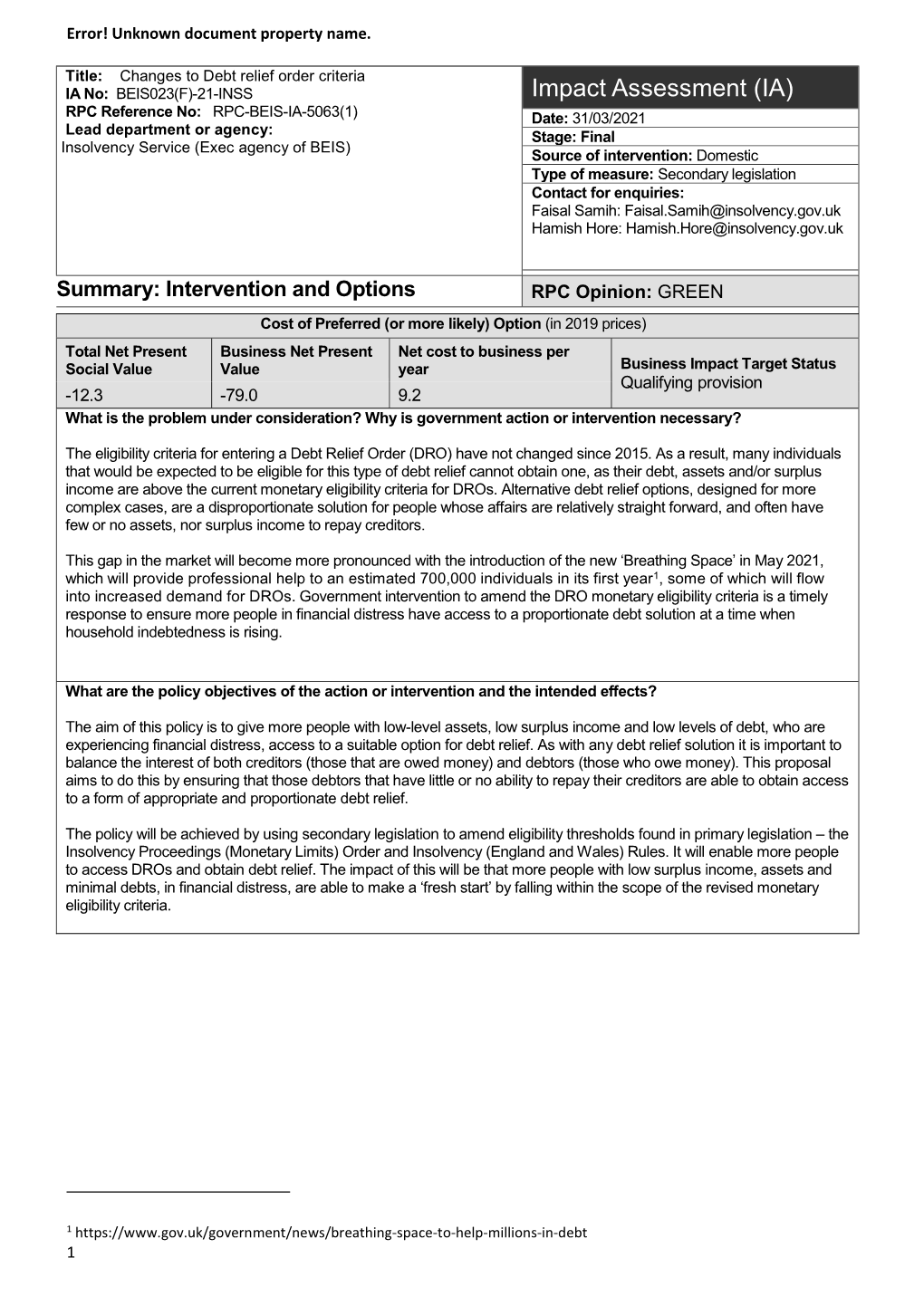 Impact Assessment