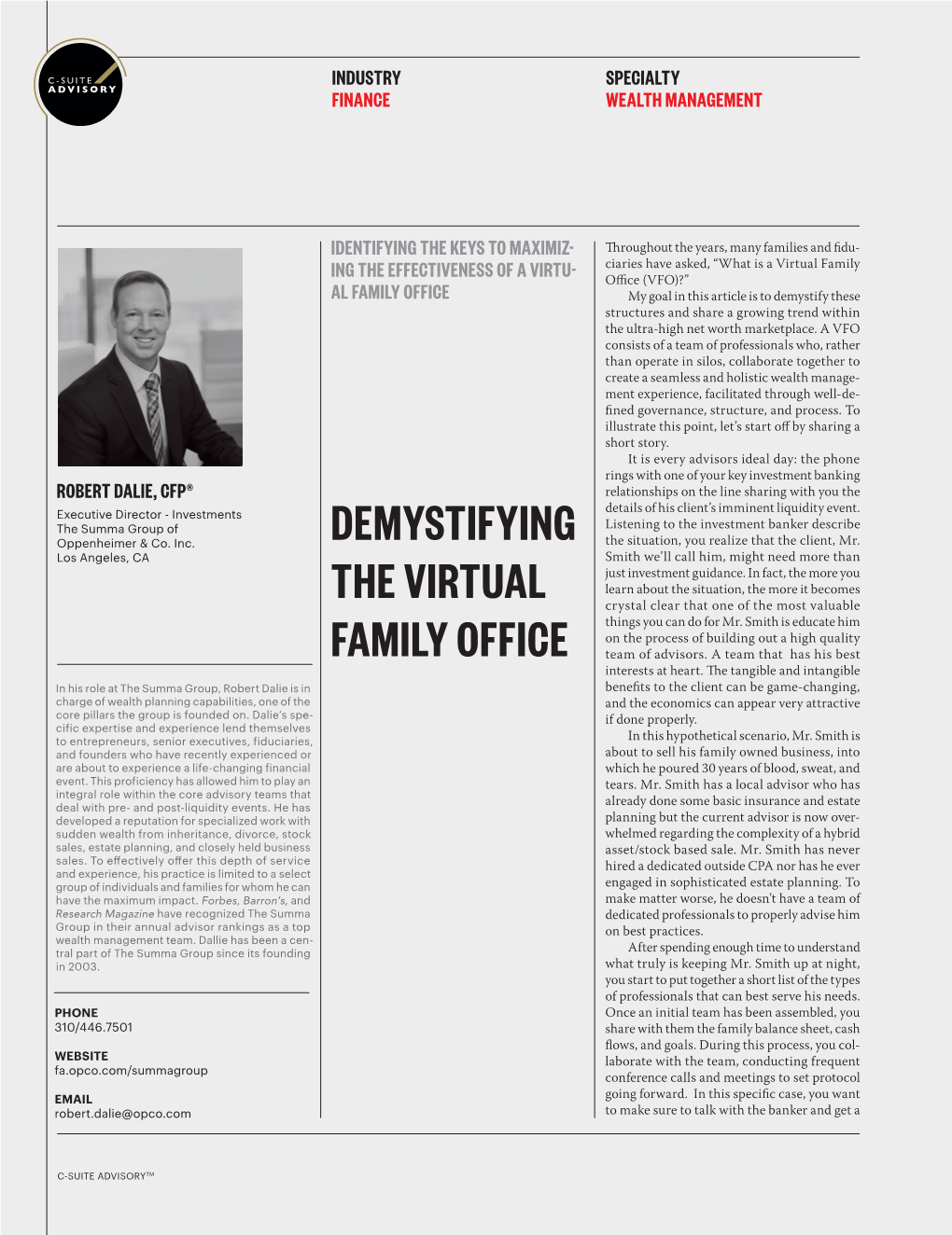 Demystifying the Virtual Family Office