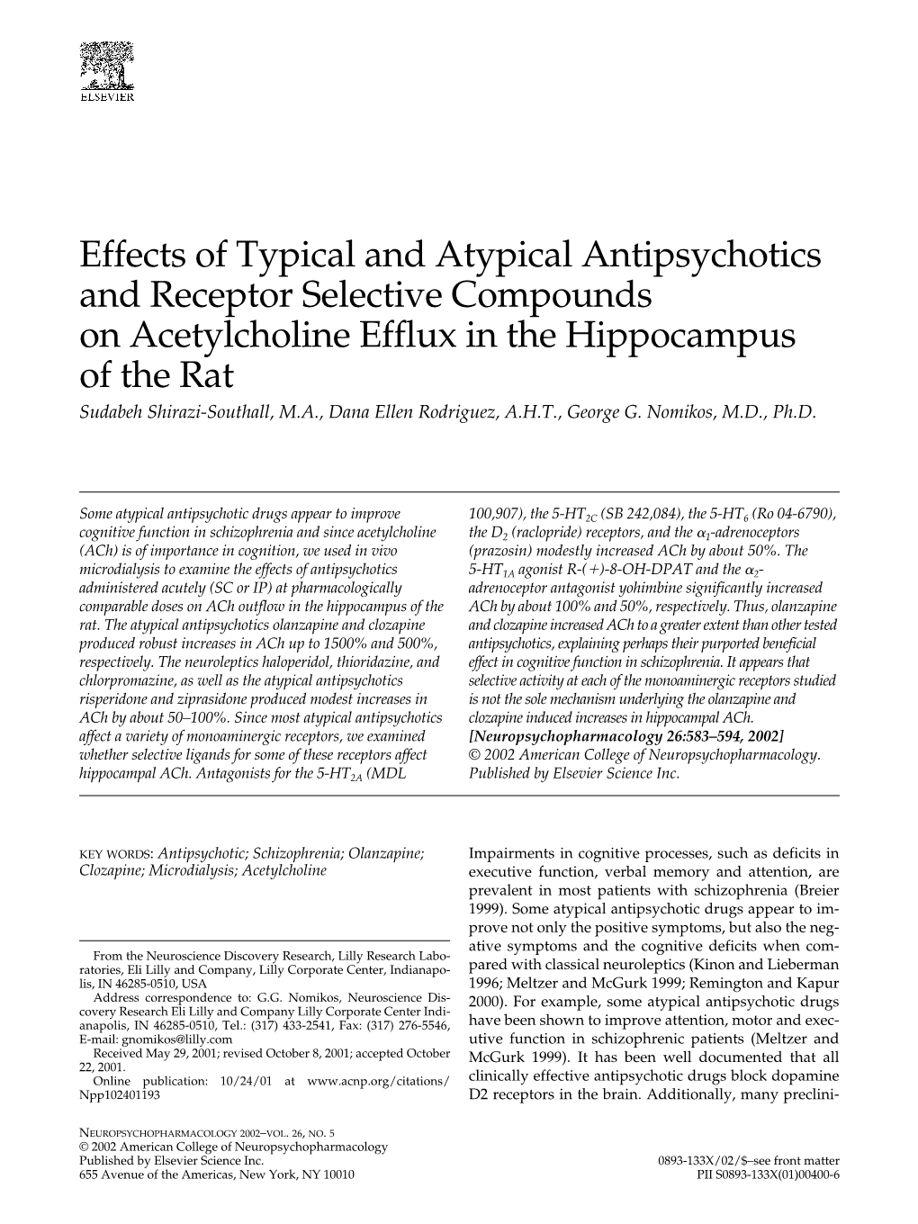 Effects of Typical and Atypical Antipsychotics and Receptor