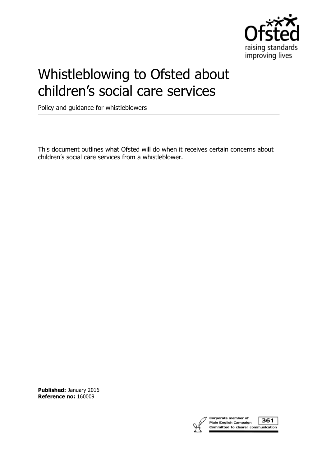 Whistleblowing Policy - Revised Version For 2016