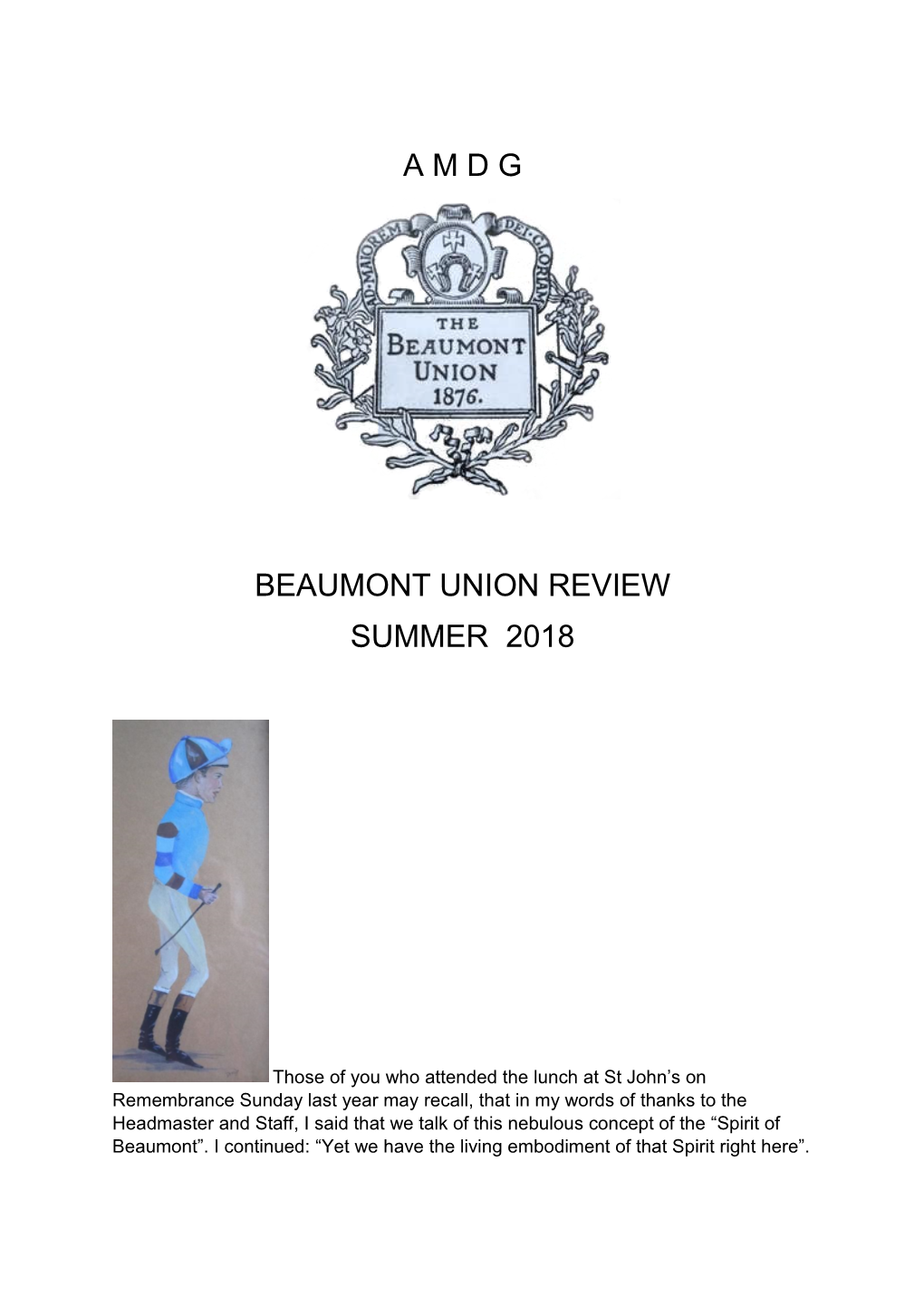 A M D G Beaumont Union Review Summer 2018