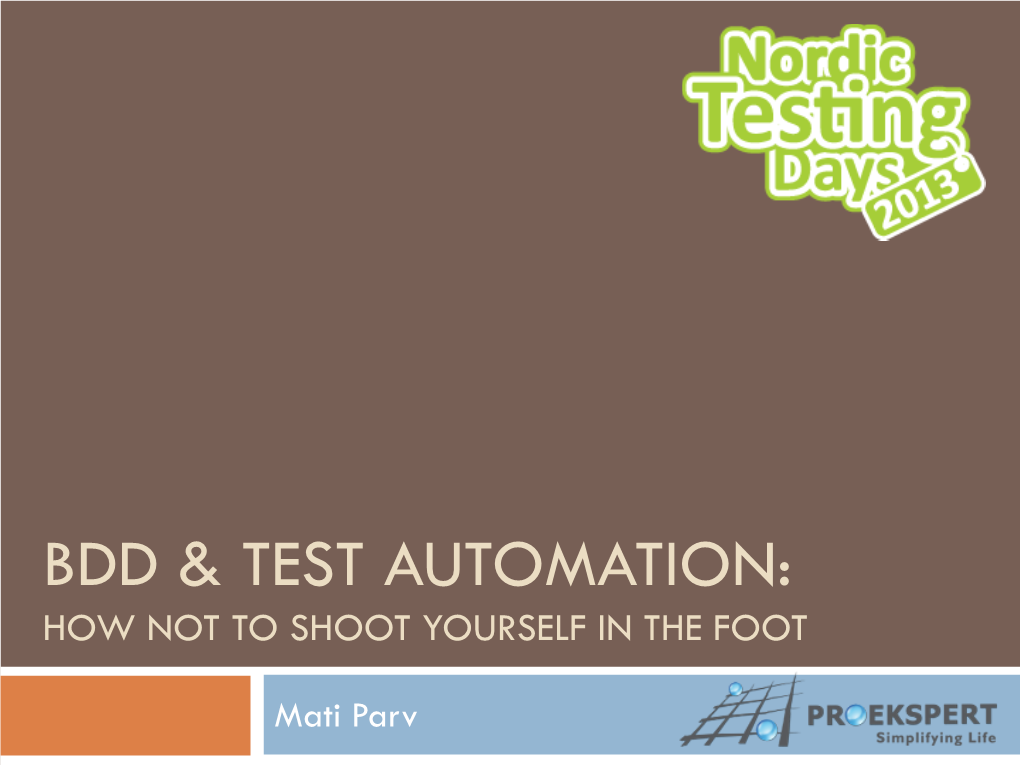 Bdd & Test Automation