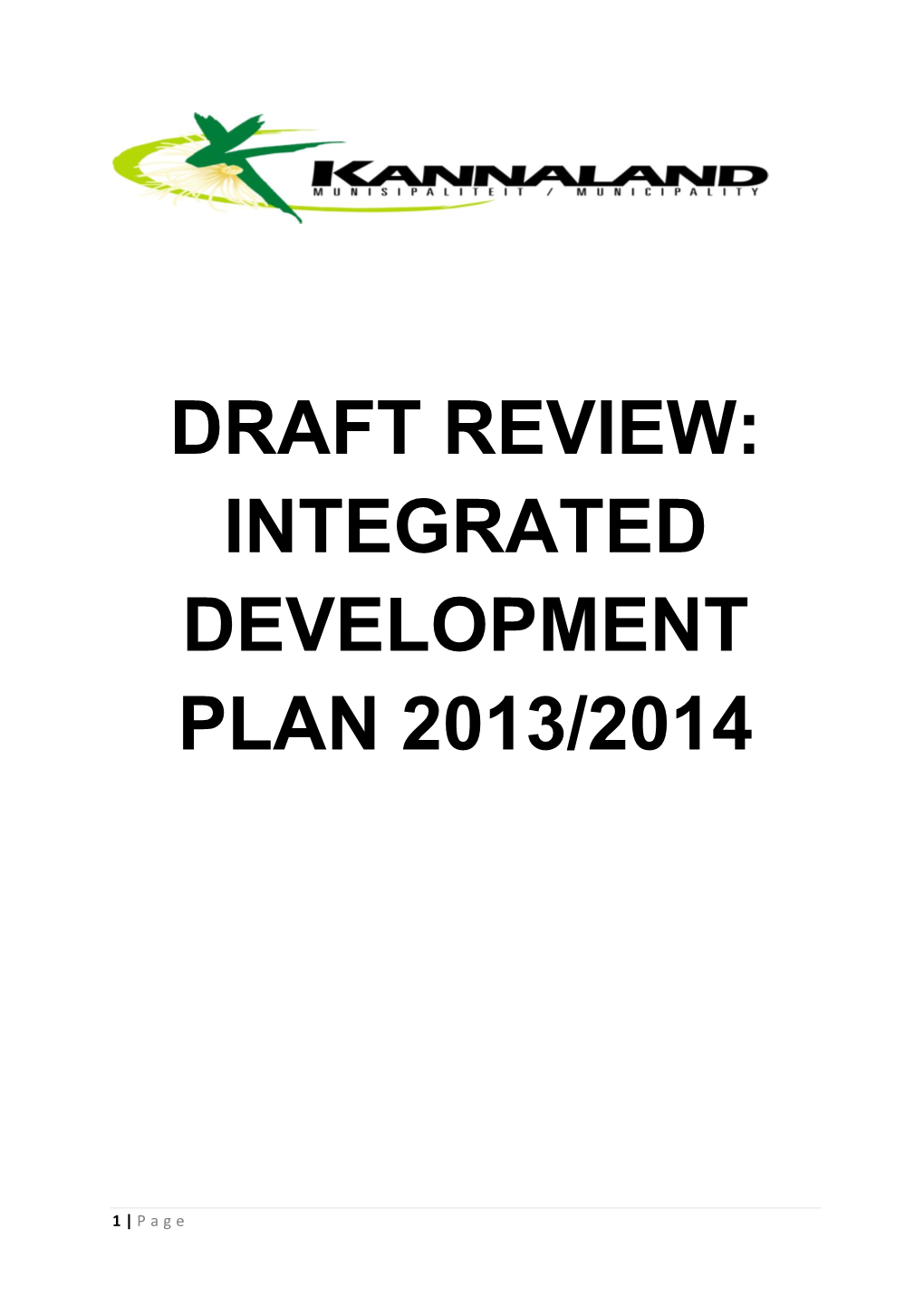 Draft Review: Integrated Development Plan 2013/2014