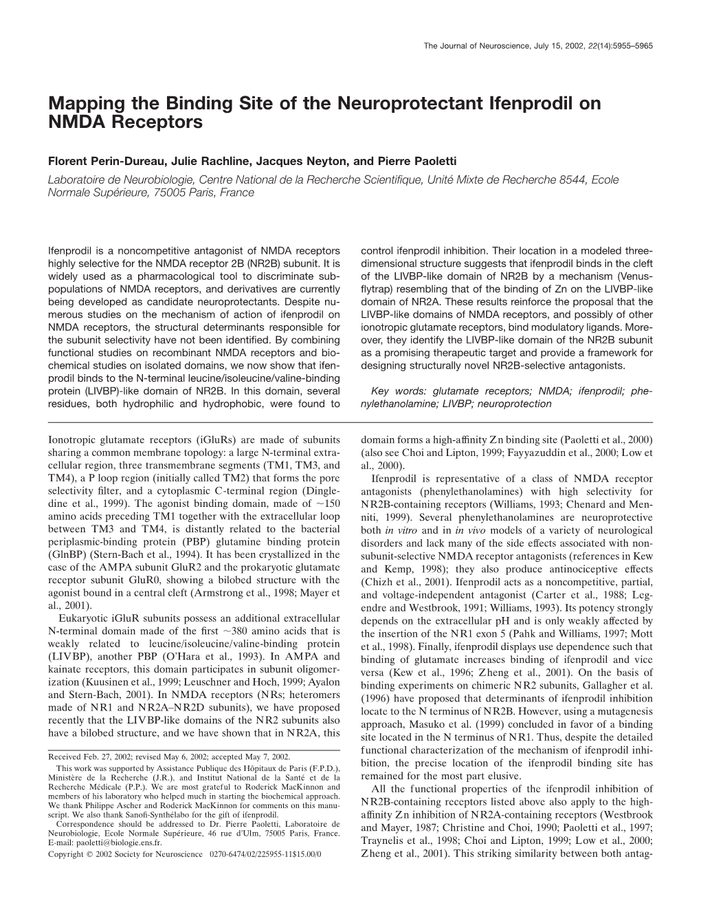 Mapping the Binding Site of the Neuroprotectant Ifenprodil on NMDA Receptors