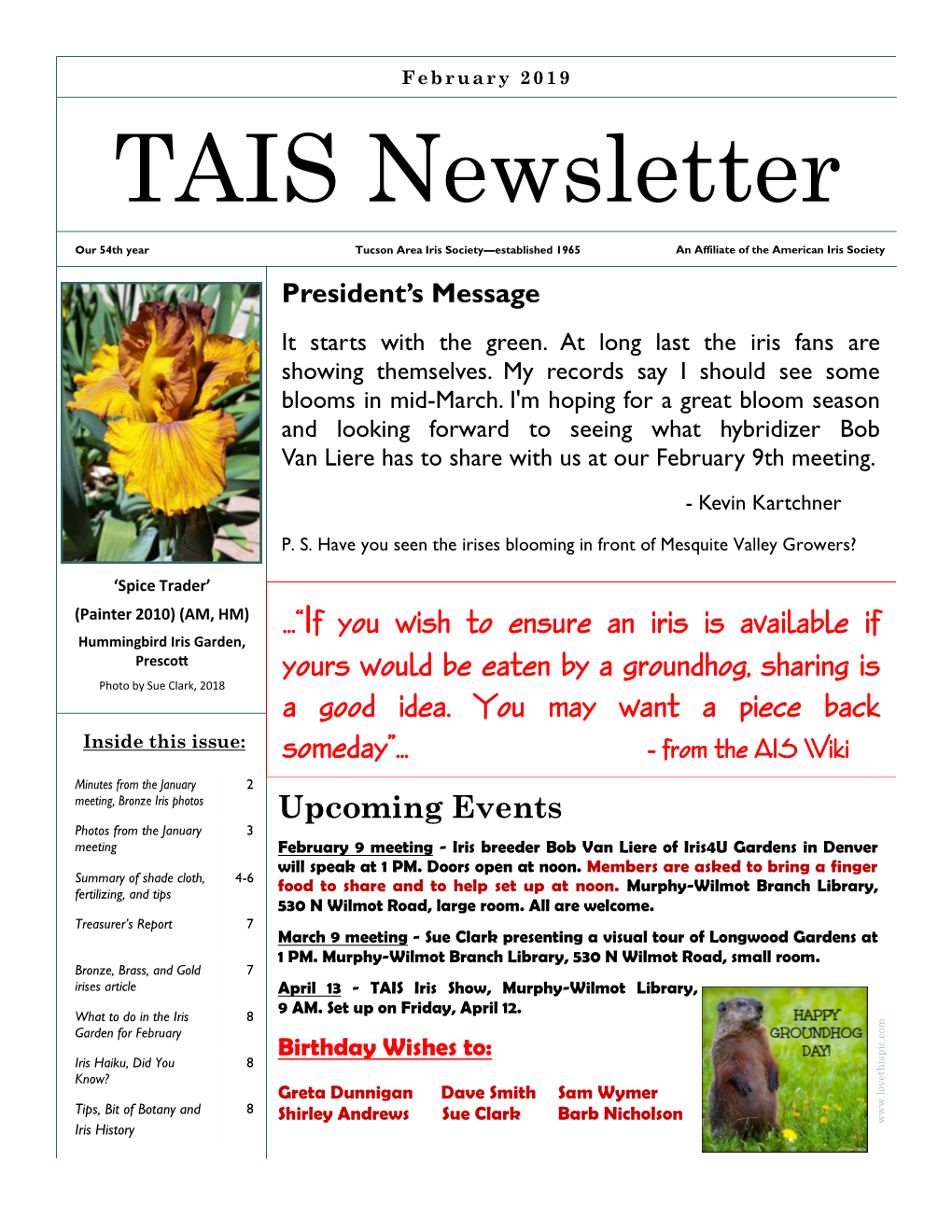 February 2019 Newsletter