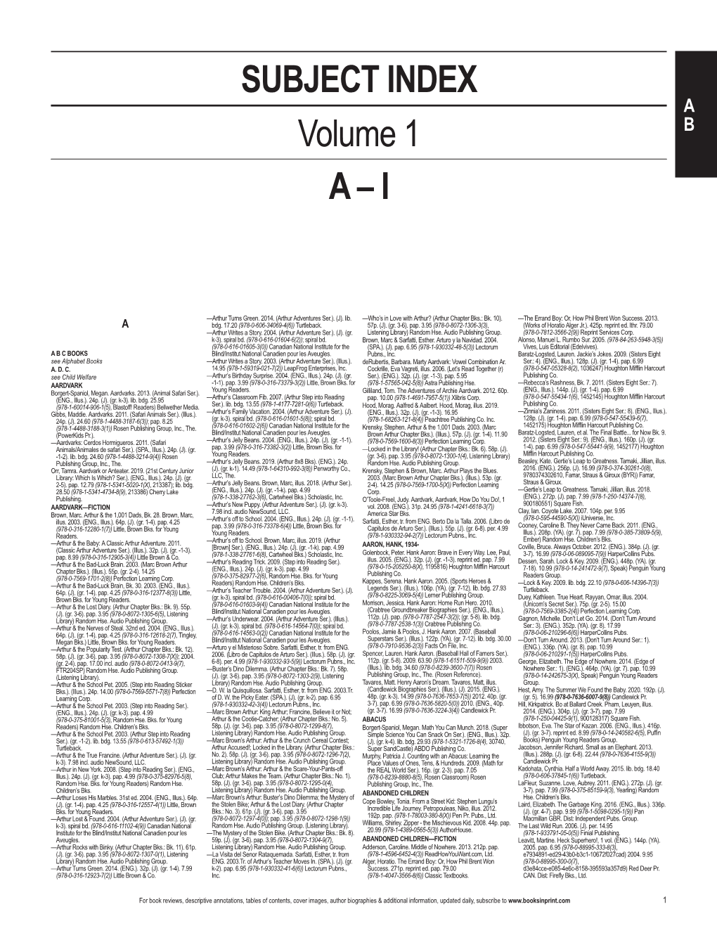 SUBJECT INDEX Volume 1