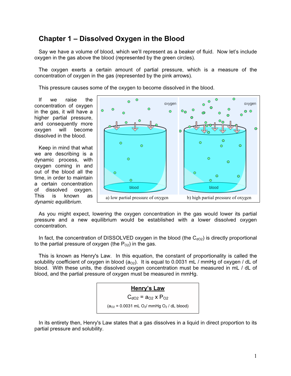 Dissolved Oxygen in the Blood