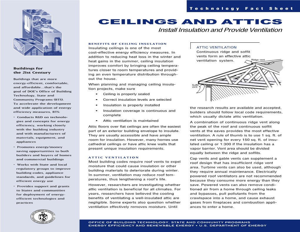 Ceilings and Attics: Install Insulation and Provide Ventilation