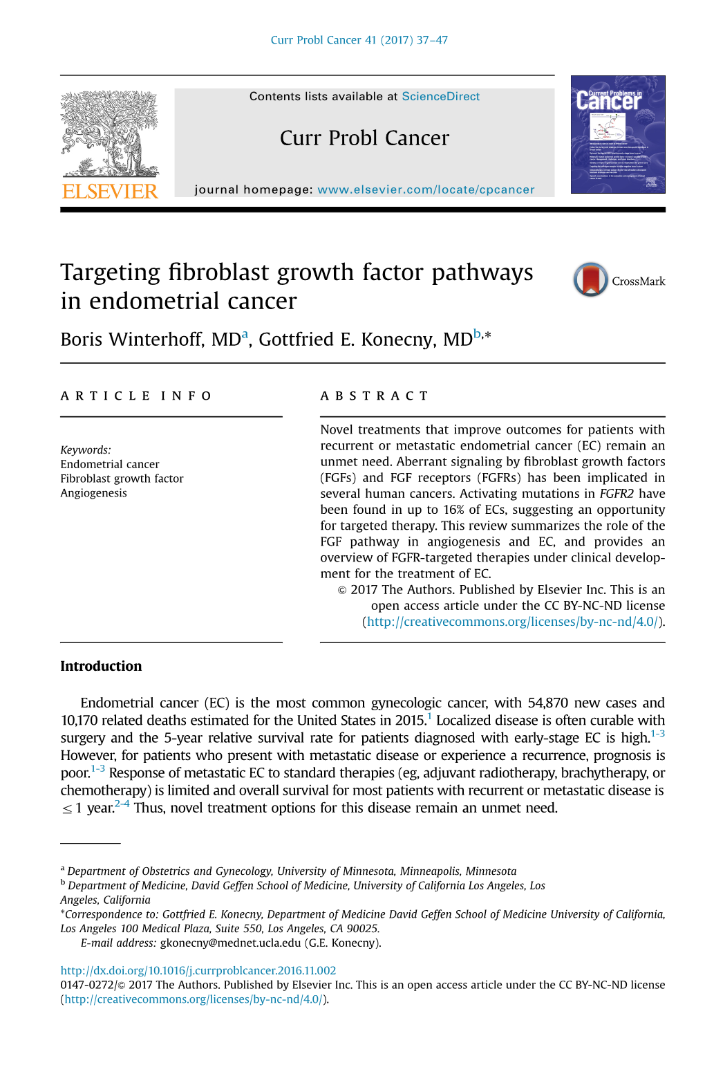 Targeting Fibroblast Growth Factor Pathways in Endometrial Cancer