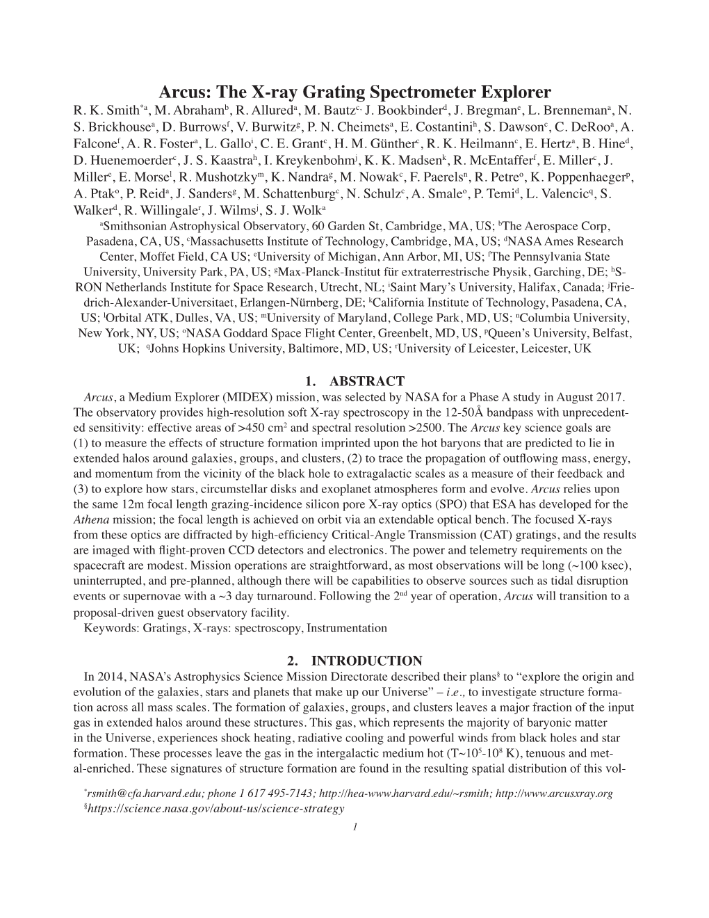 Arcus: the X-Ray Grating Spectrometer Explorer R