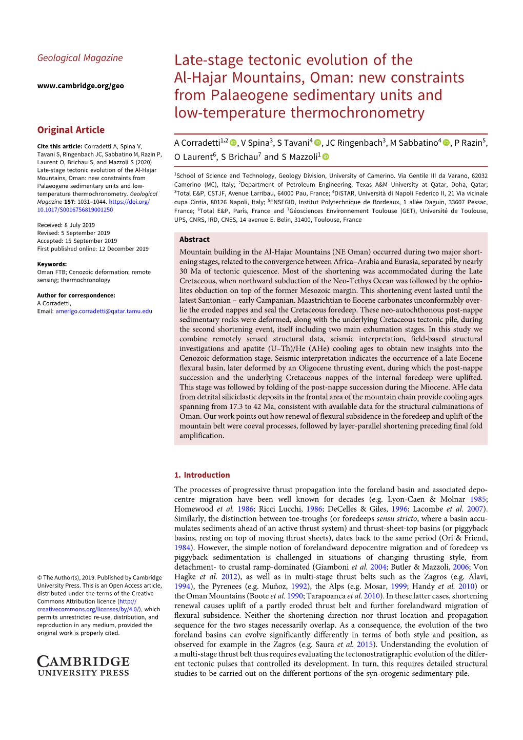 Late-Stage Tectonic Evolution of the Al-Hajar Mountains