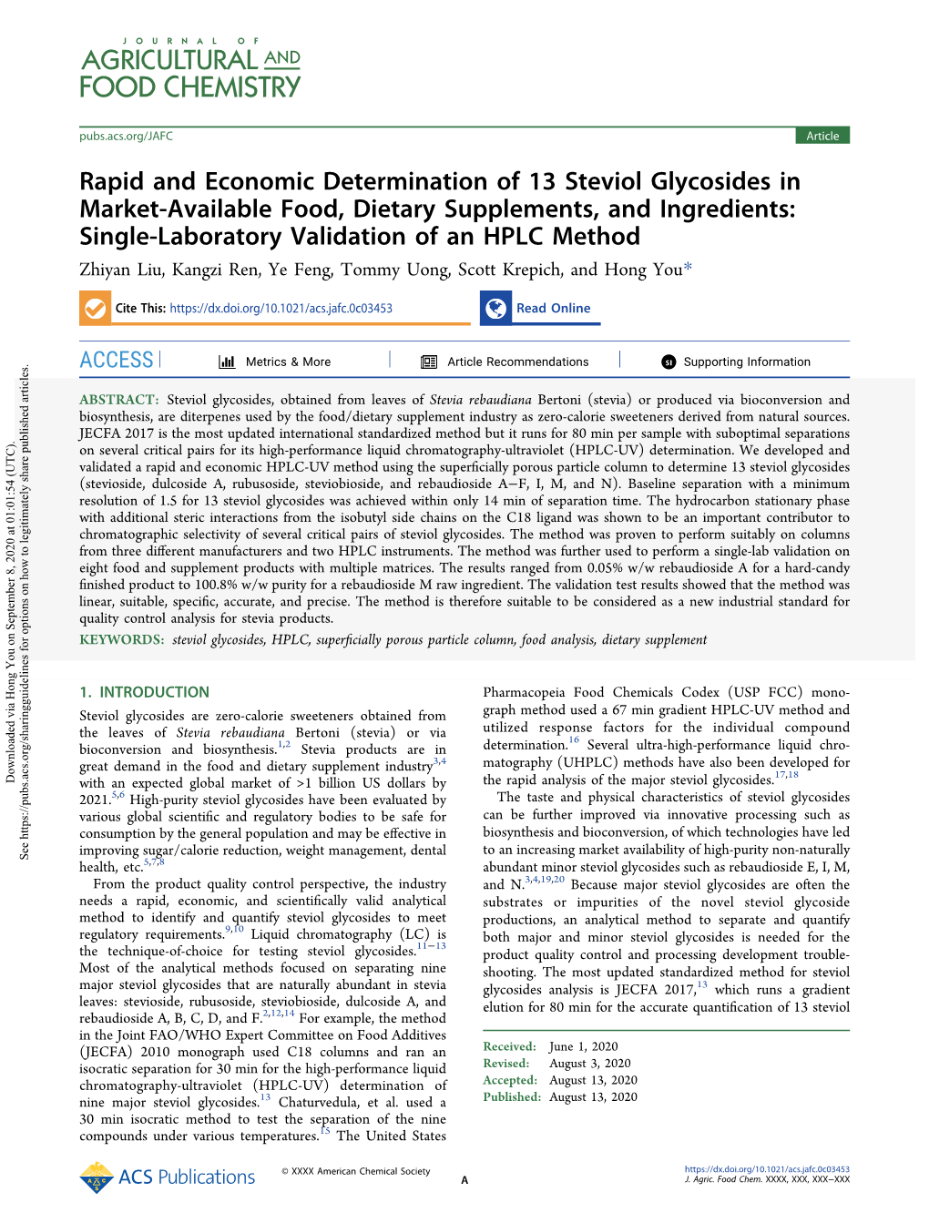 Rapid and Economic Determination of 13 Steviol Glycosides In