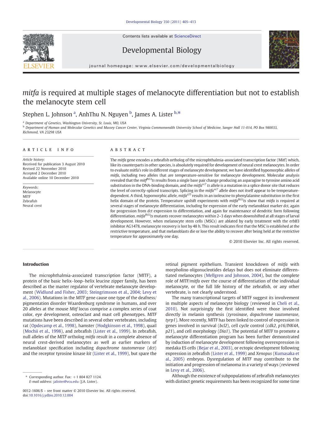 Johnson, SL, Nguyen, AN, and Lister (2011) JA Mitfa Is Required At