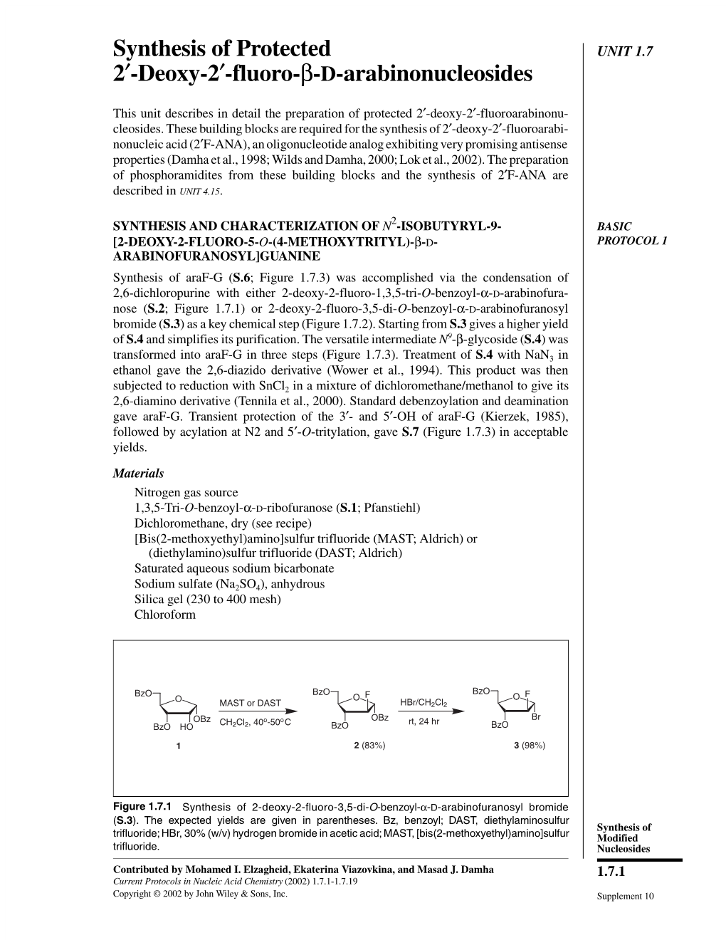Synthesis of Protected 2′-Deoxy-2′-Fluoro-Β-D-Arabinonucleosides