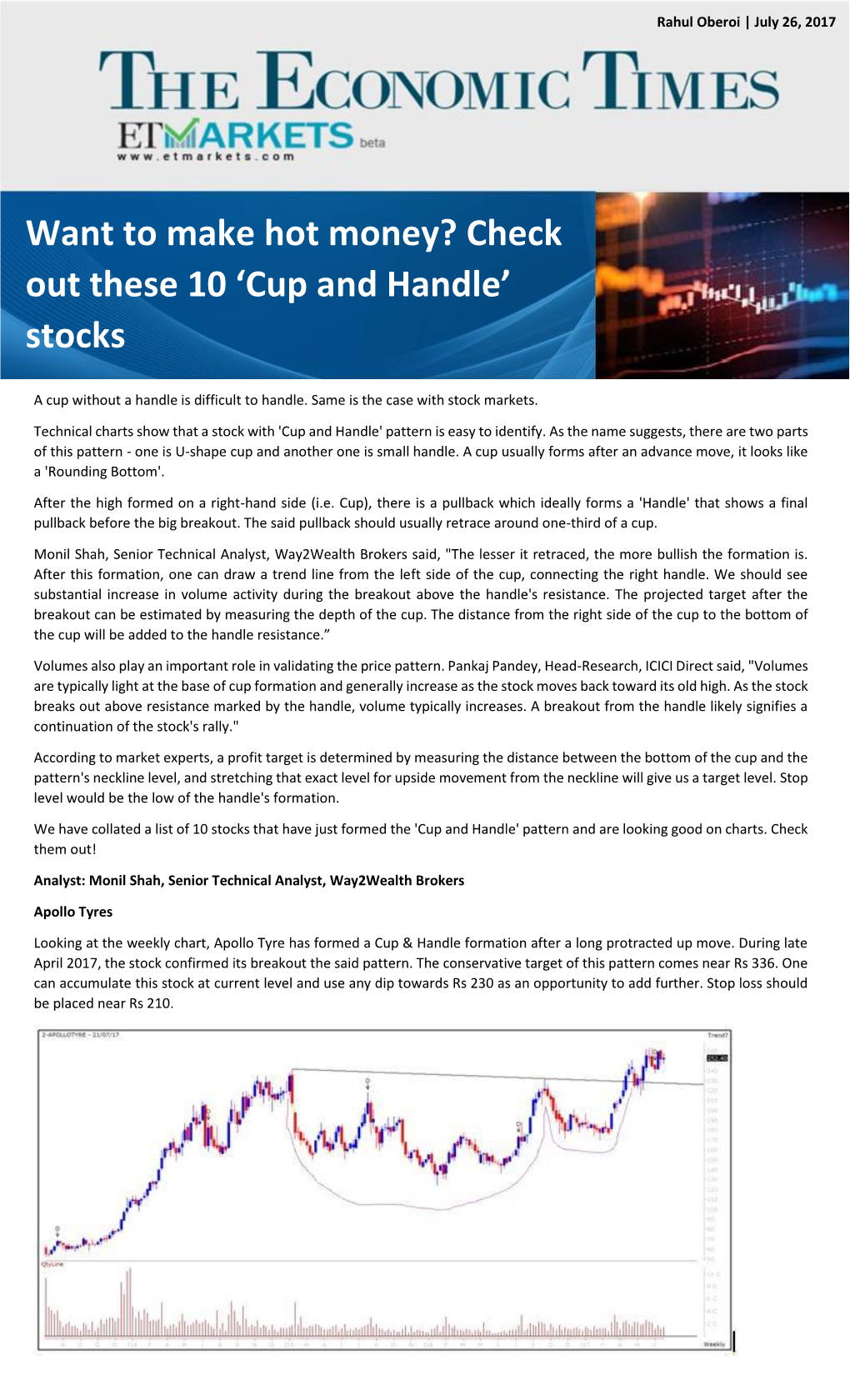 Want to Make Hot Money? Check out These 10 'Cup and Handle' Stocks