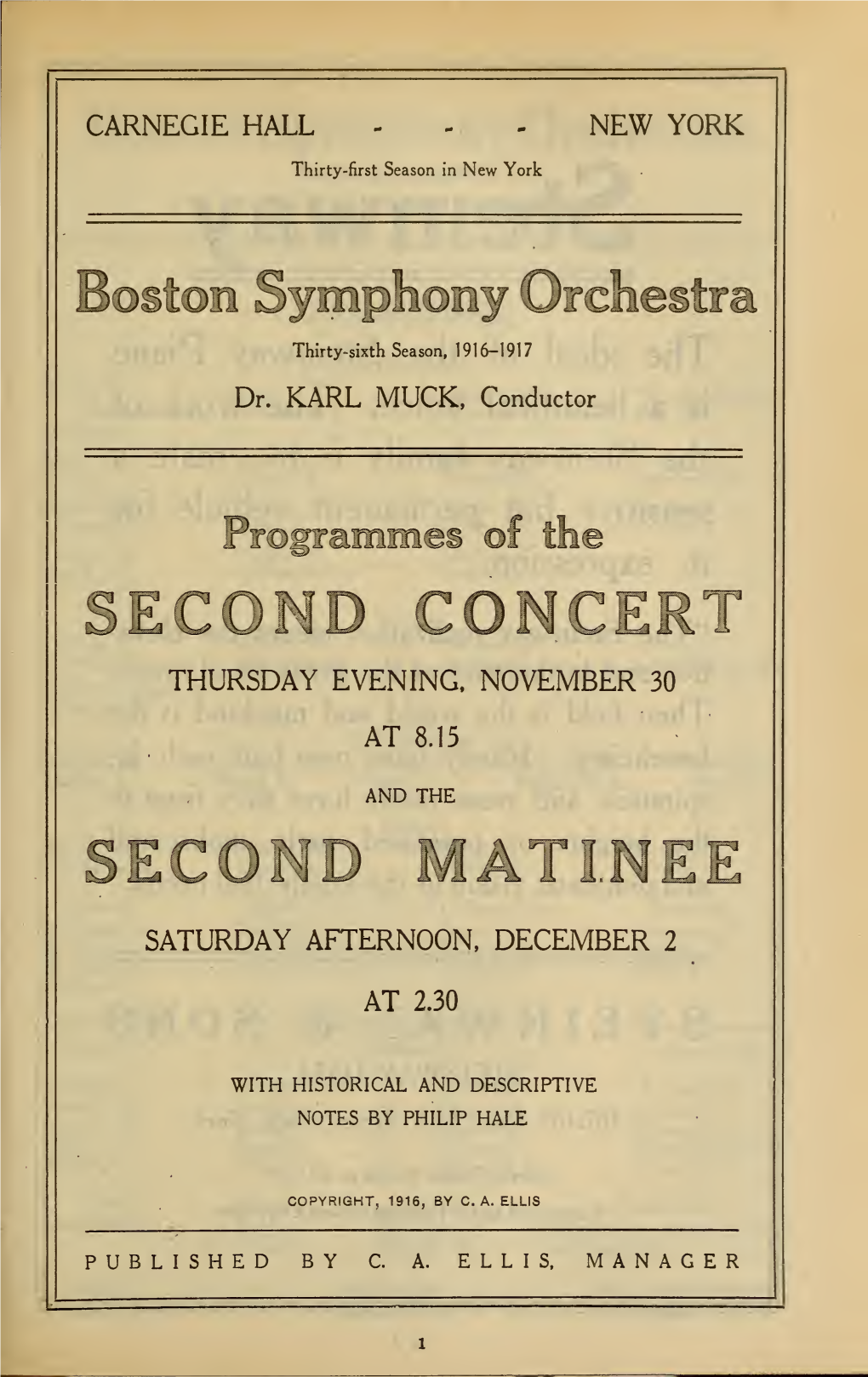 Boston Symphony Orchestra Concert Programs, Season 36,1916