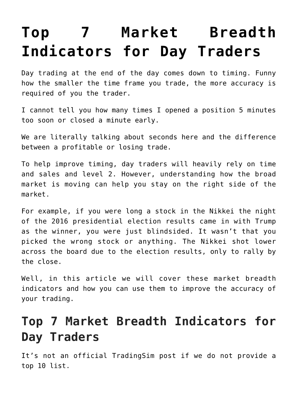 Top 7 Market Breadth Indicators for Day Traders