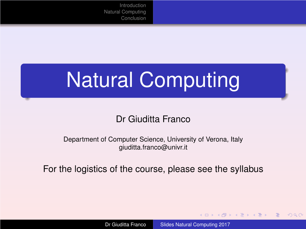 Natural Computing Conclusion