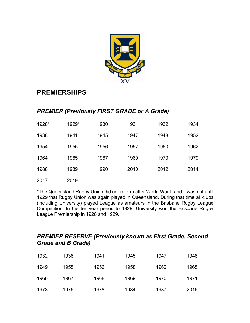 Premierships