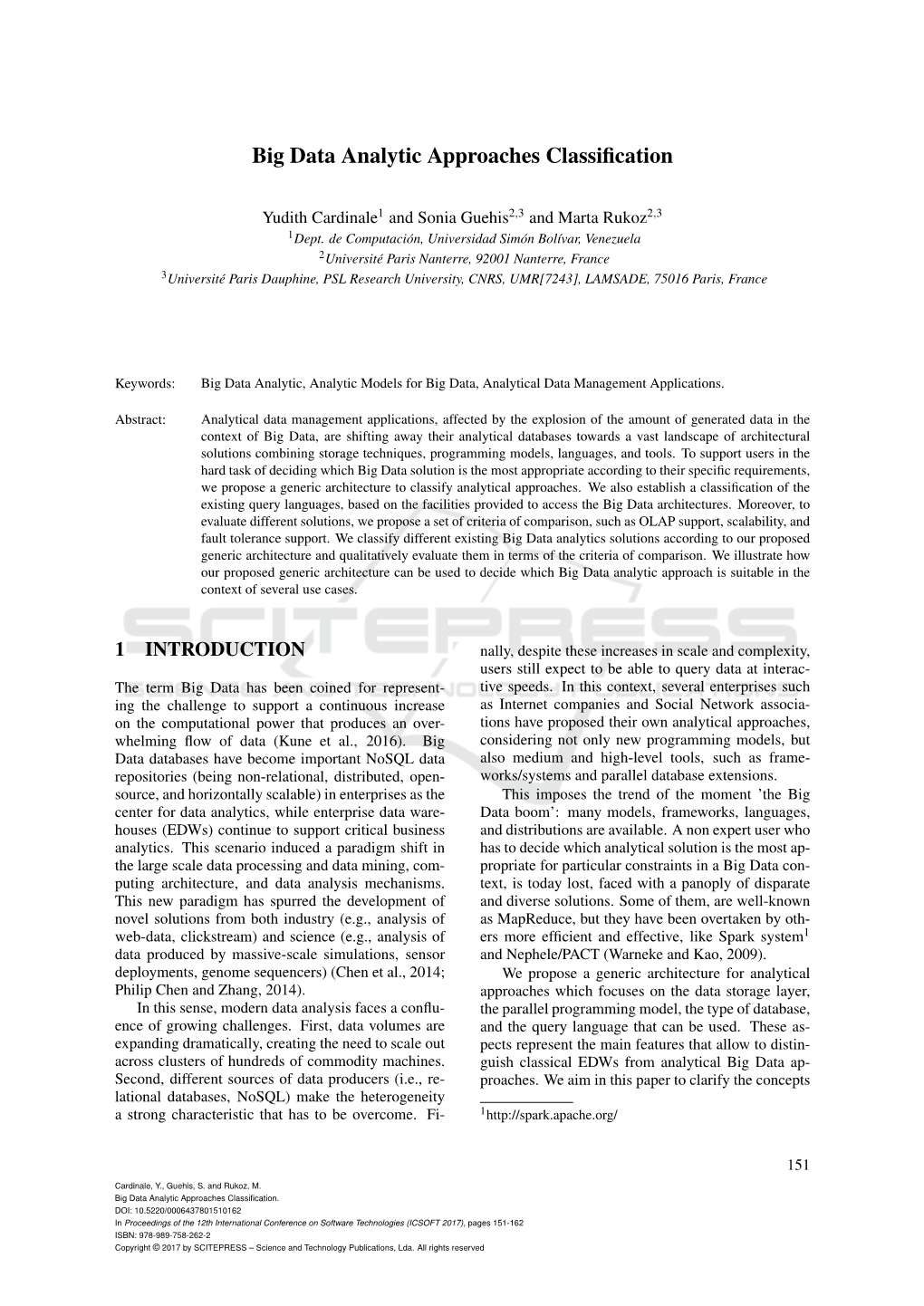 Big Data Analytic Approaches Classification