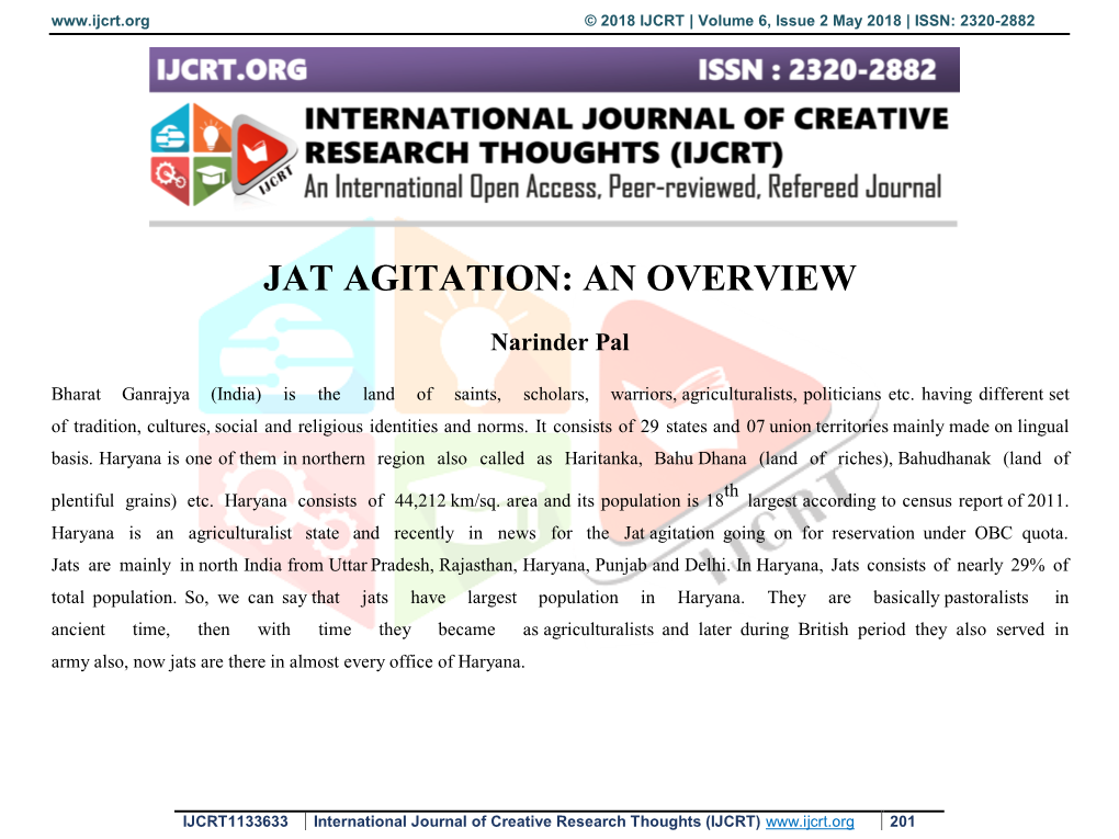 Jat Agitation: an Overview