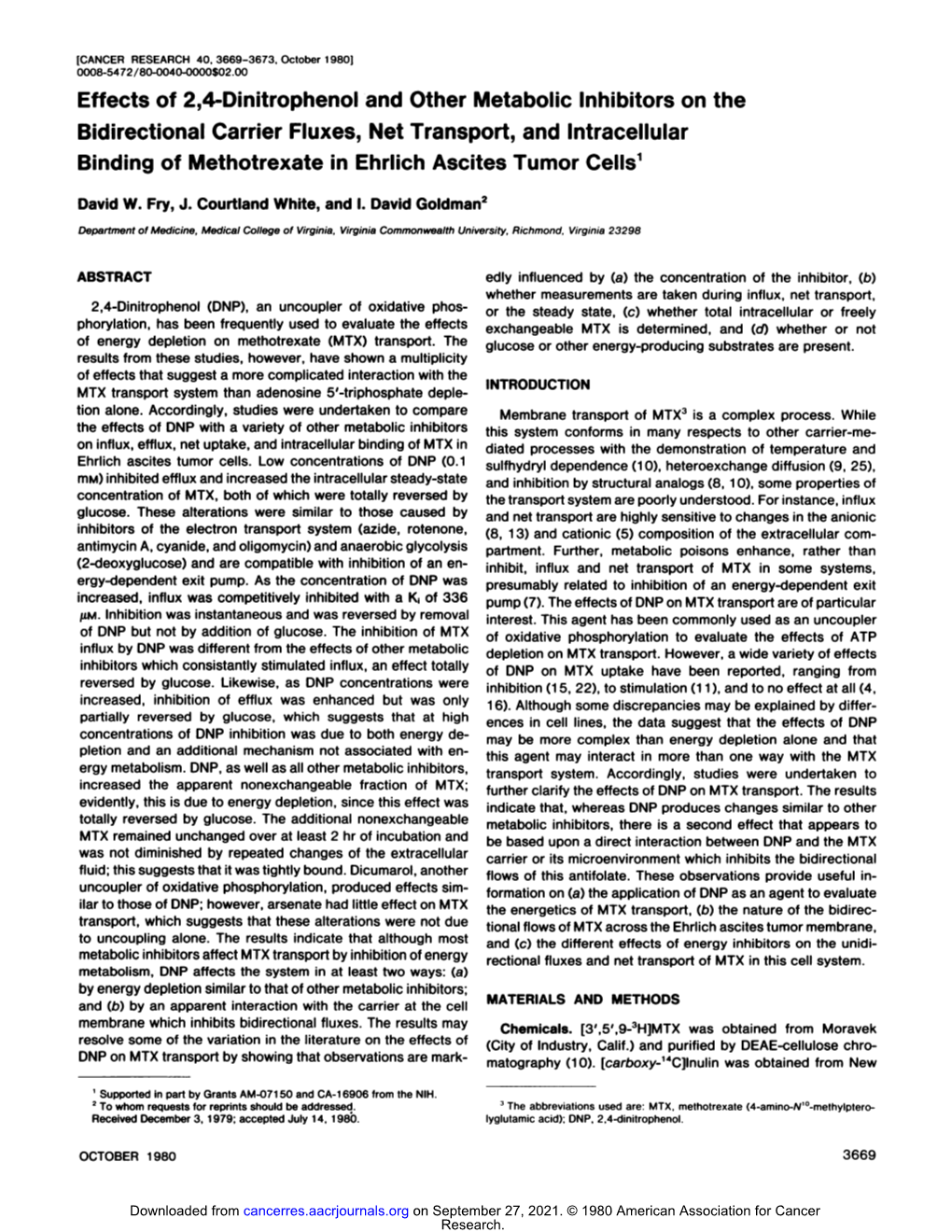 Effects of 2,4-Dinitrophenol and Other Metabolic Inhibitors on The