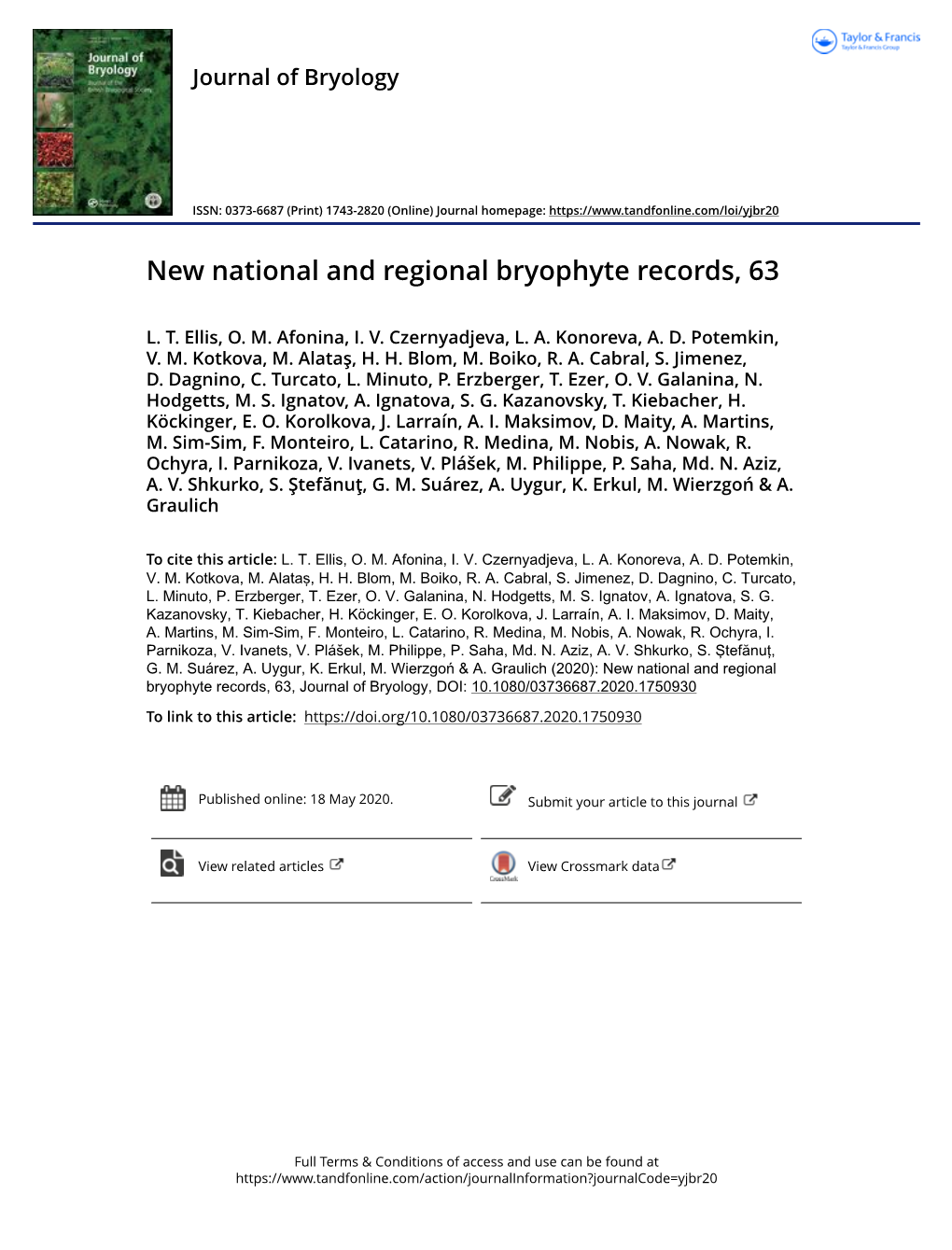 New National and Regional Bryophyte Records, 63