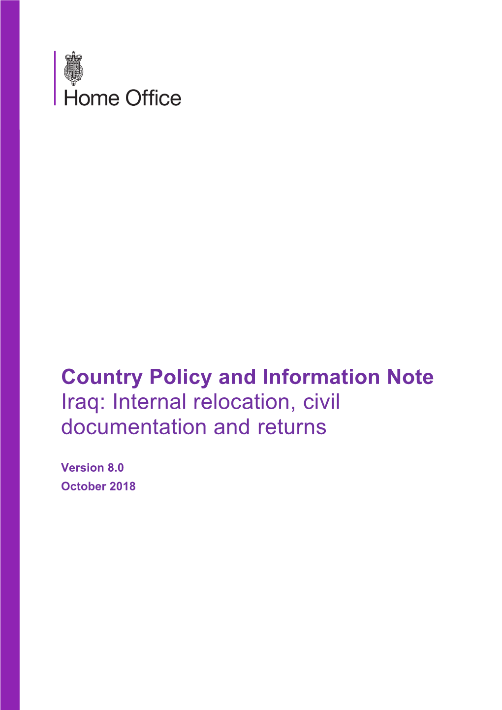 Iraq: Internal Relocation, Civil Documentation and Returns