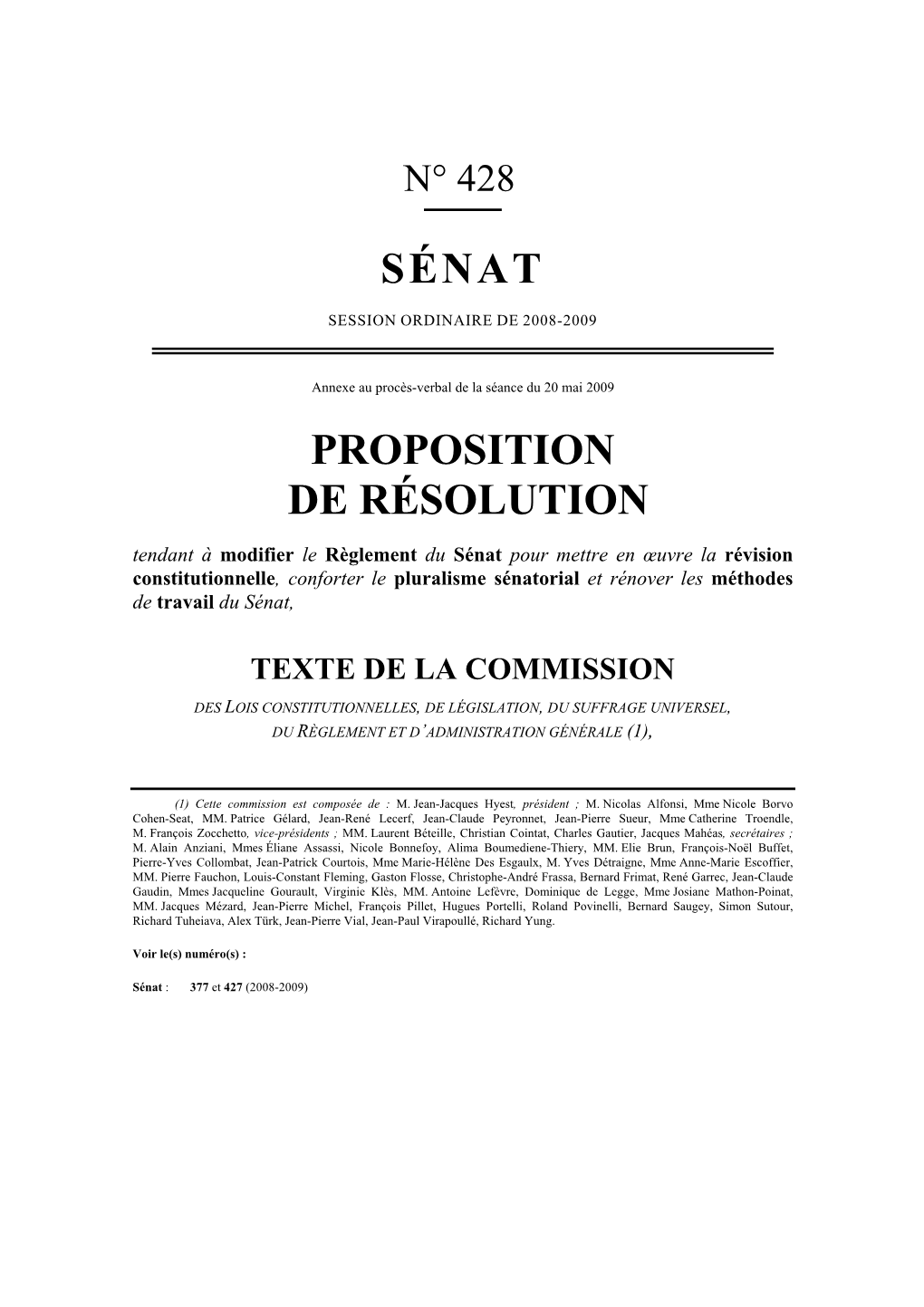 Sénat Proposition De Résolution