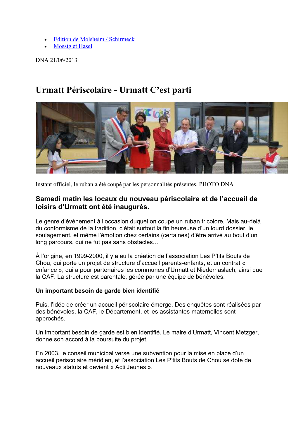 Urmatt Périscolaire - Urmatt C’Est Parti