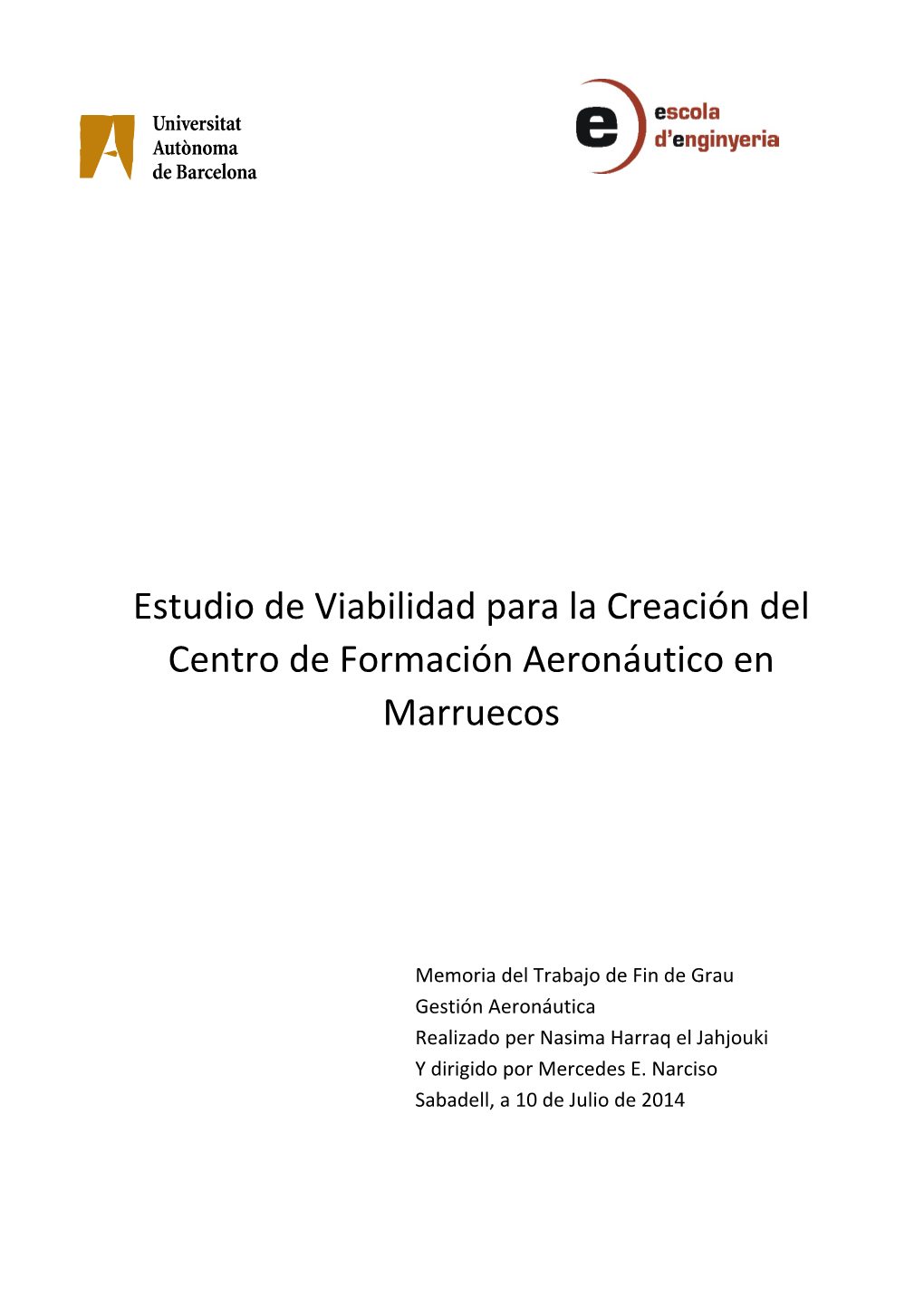 Estudio De Viabilidad Para La Creación Del Centro De Formación Aeronáutico En Marruecos