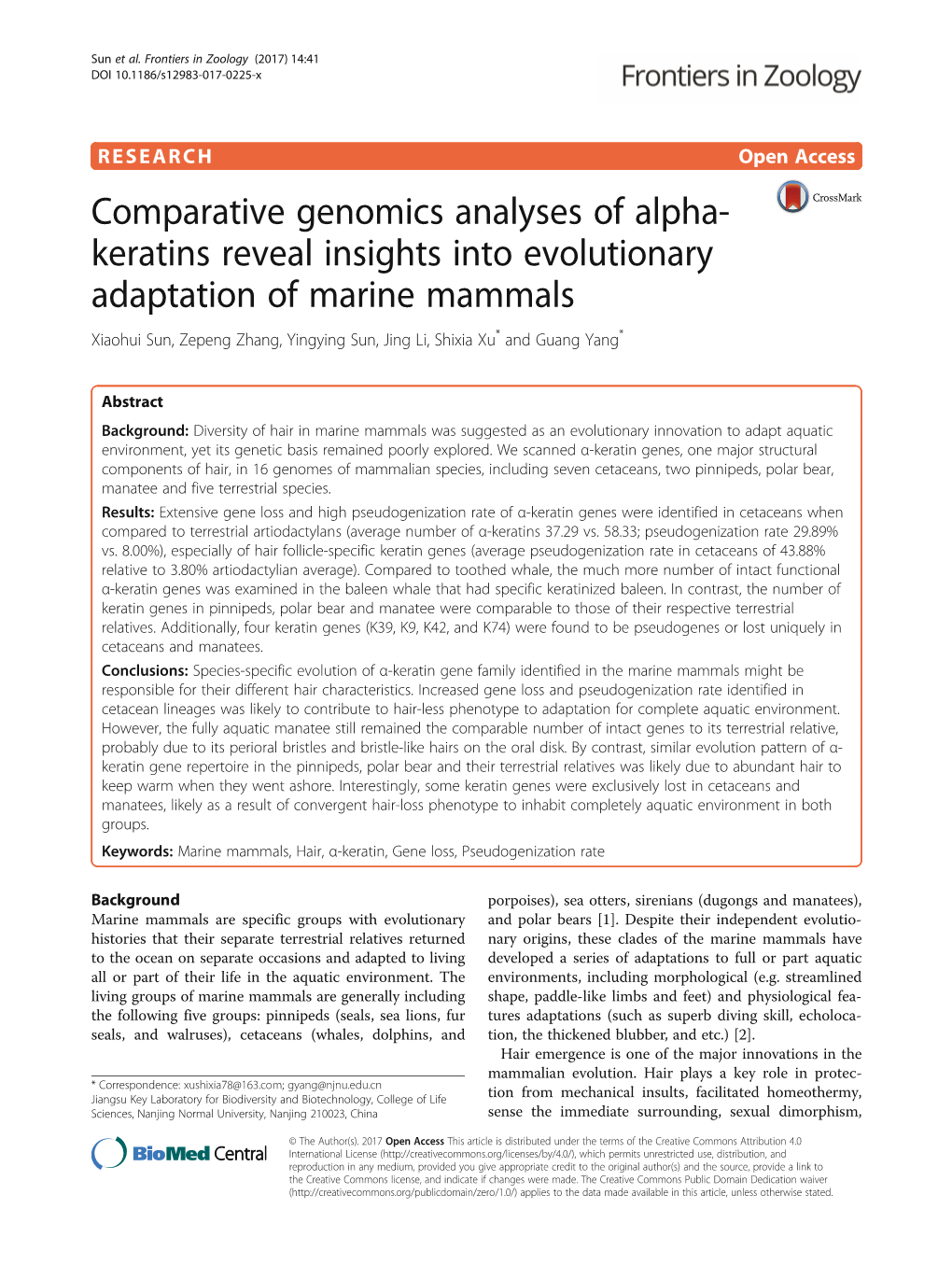 Comparative Genomics Analyses of Alpha-Keratins Reveal Insights Into