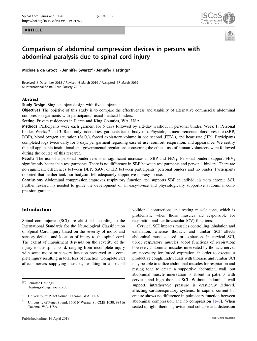 Comparison of Abdominal Compression Devices in Persons with Abdominal Paralysis Due to Spinal Cord Injury