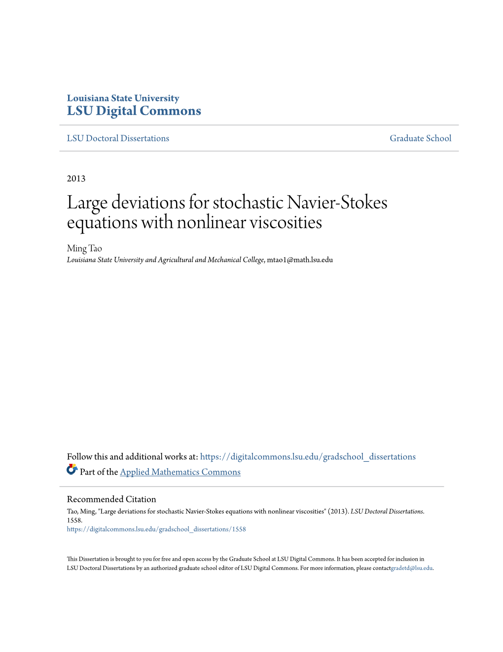 Large Deviations for Stochastic Navier-Stokes Equations With