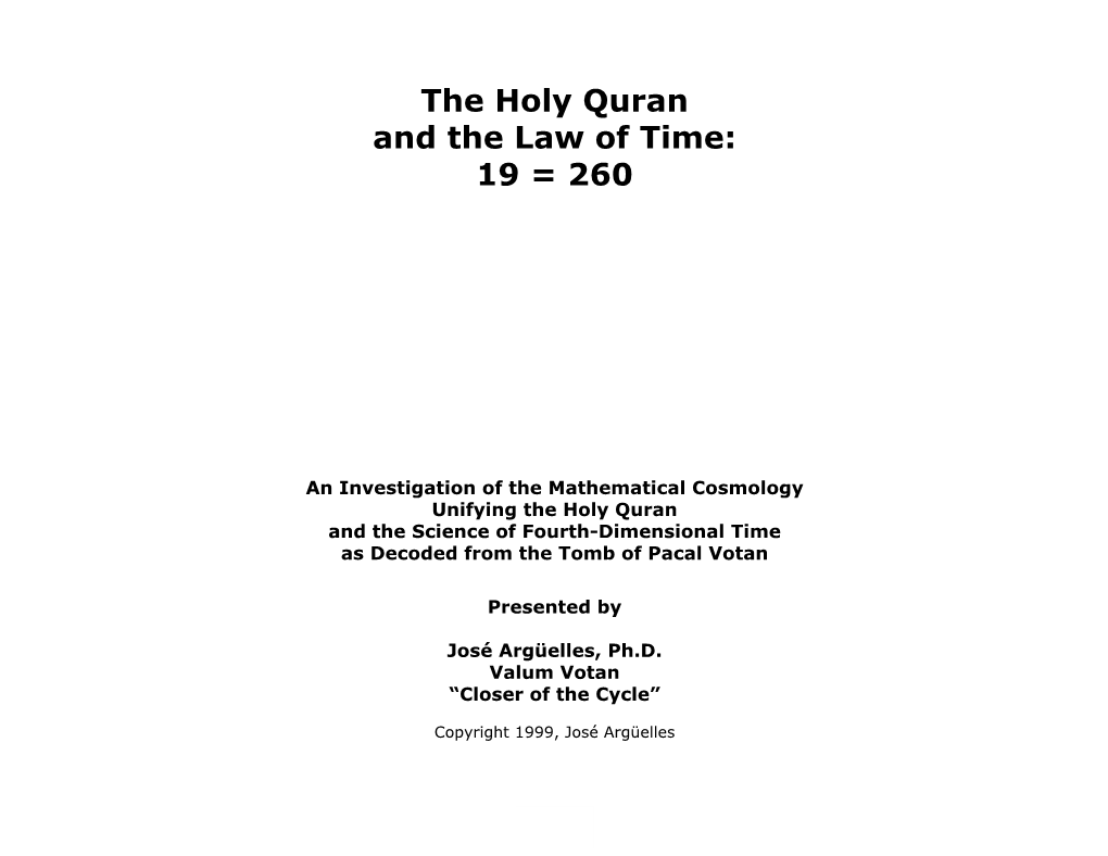 19 = 260. the Holy Quran and the Law of Time