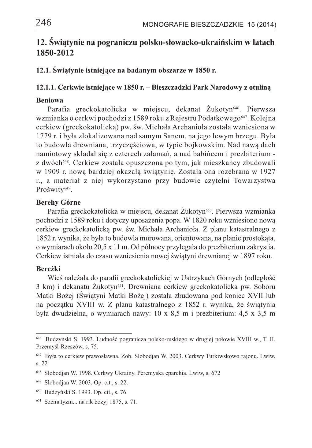 12. Świątynie Na Pograniczu Polsko-Słowacko-Ukraińskim W Latach 1850-2012