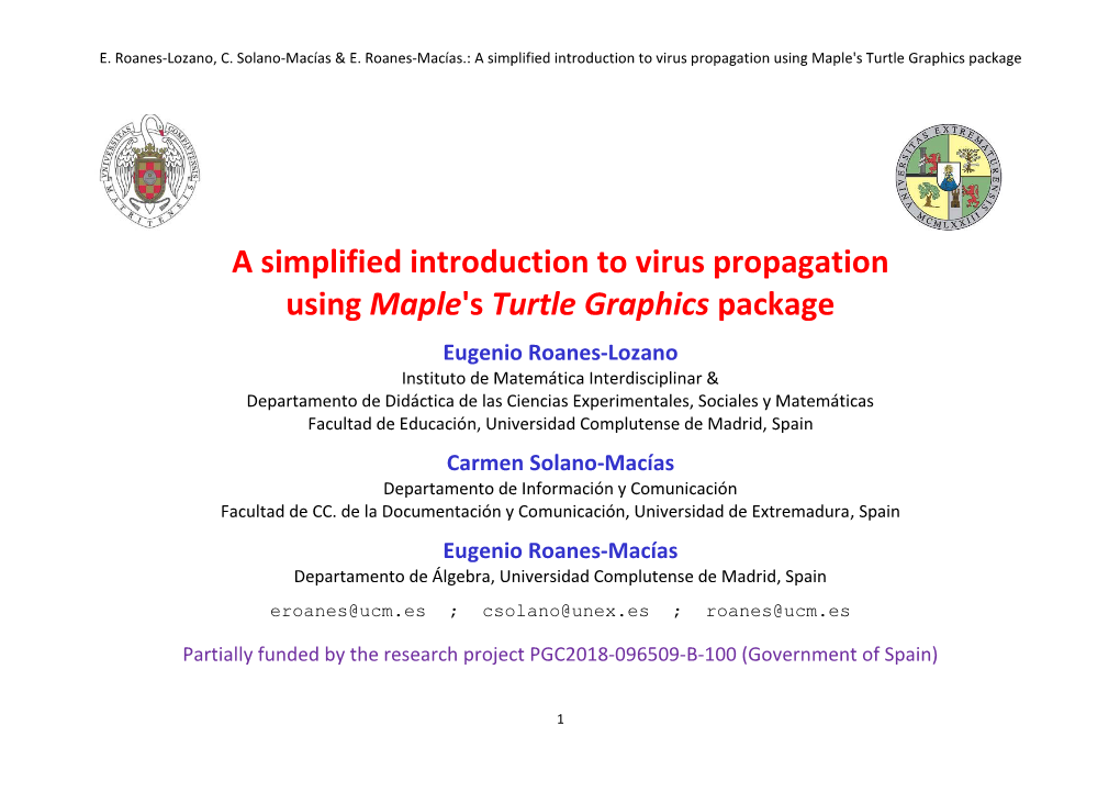 A Simplified Introduction to Virus Propagation Using Maple's Turtle Graphics Package