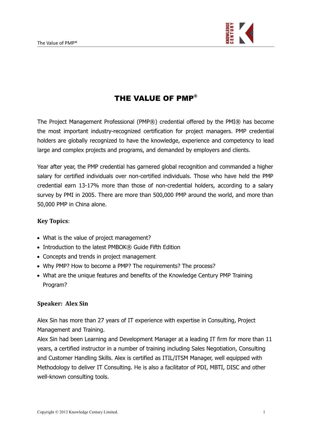 The Value of PMP