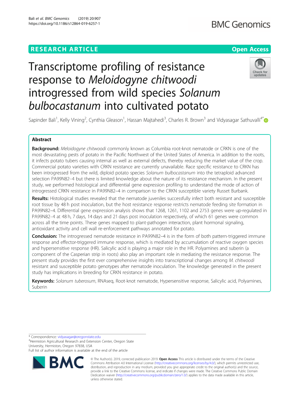 Transcriptome Profiling of Resistance Response To