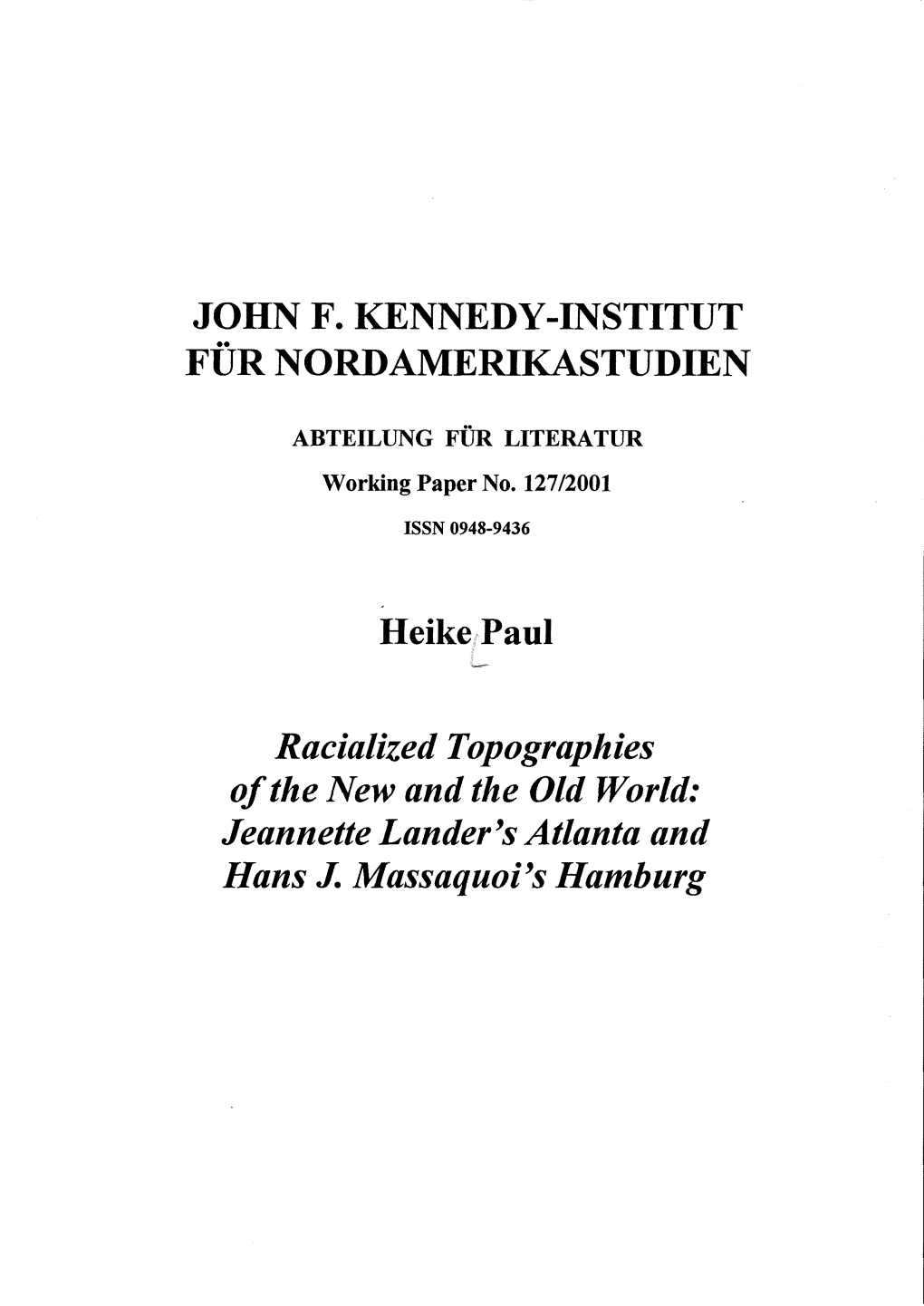 John F. Kennedy-Institut Fur Nordamerikastudien