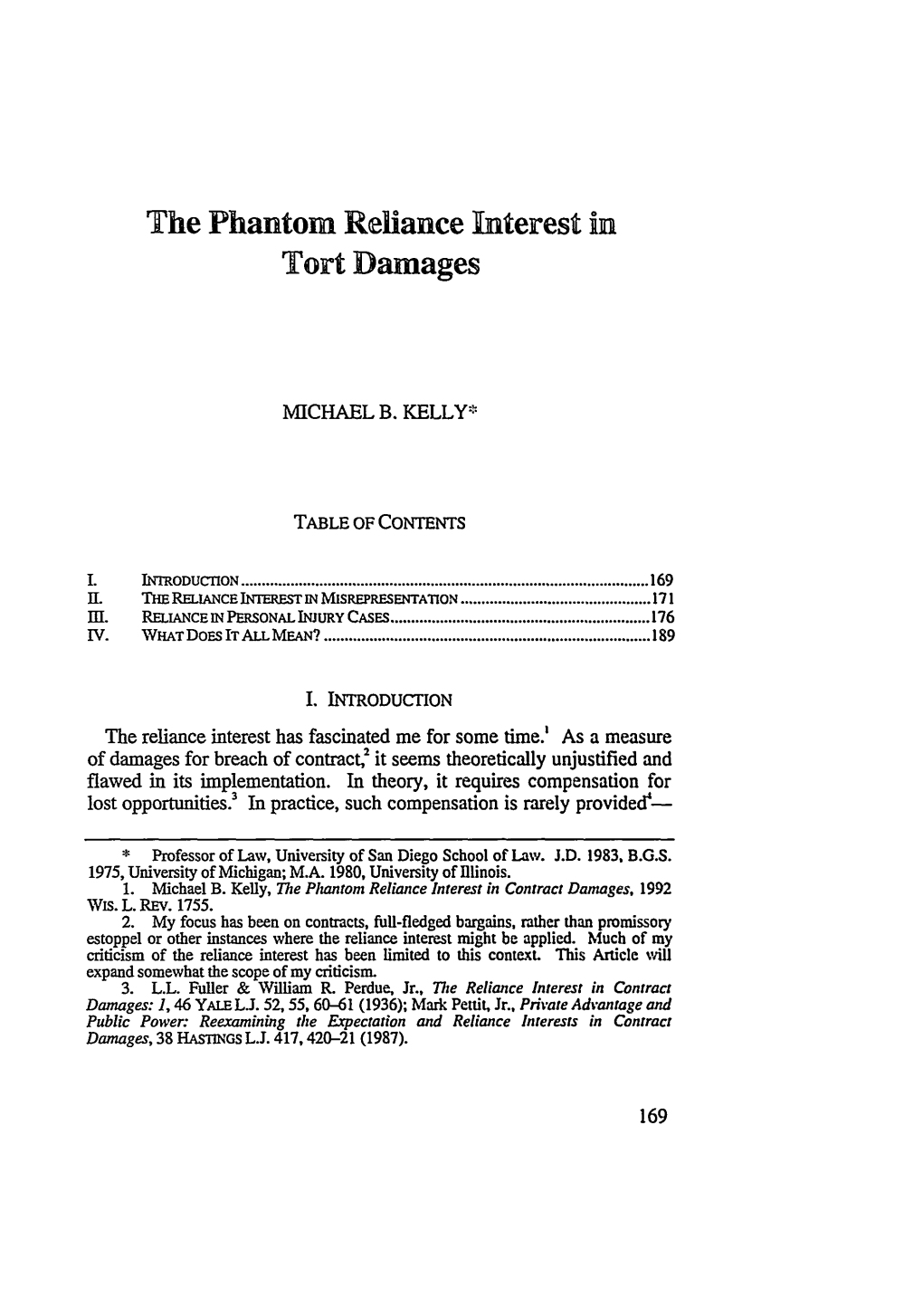 The Phantom Reliance Interest in Tort Damages