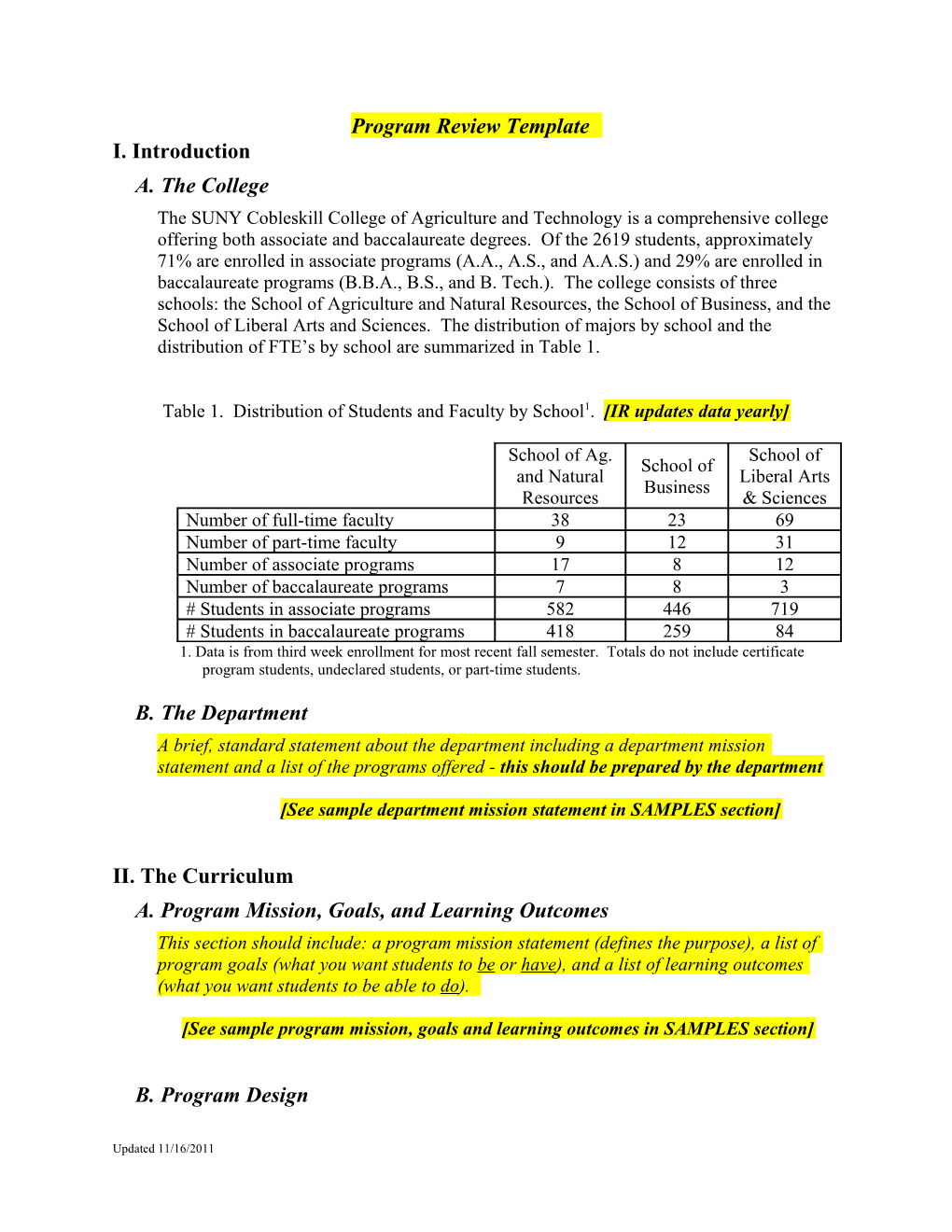 Program Review Template