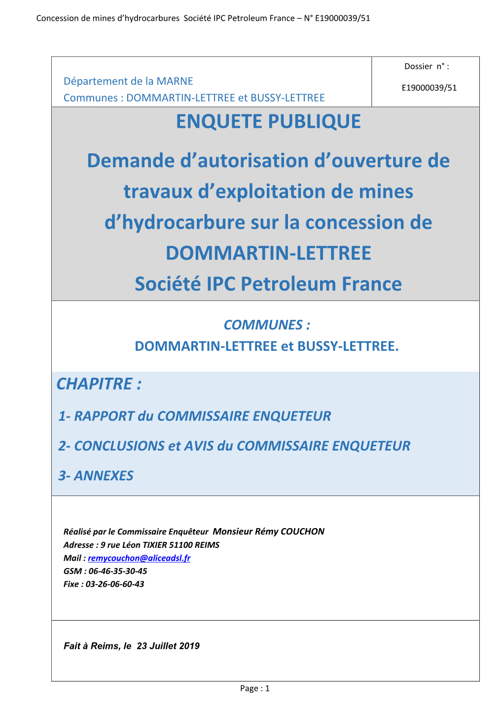 DOMMARTIN-LETTREE Et BUSSY-LETTREE. CHAPITRE