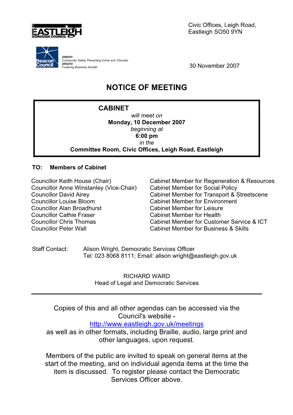 Notice of Meeting