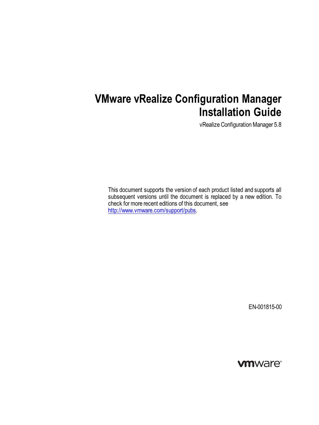 Vmware Vrealize Configuration Manager Installation Guide Vrealize Configuration Manager 5.8