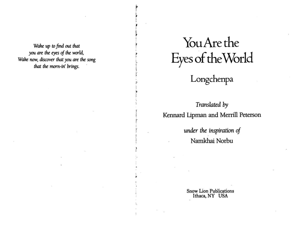 Longchenpa-You Are the Eyes of the World