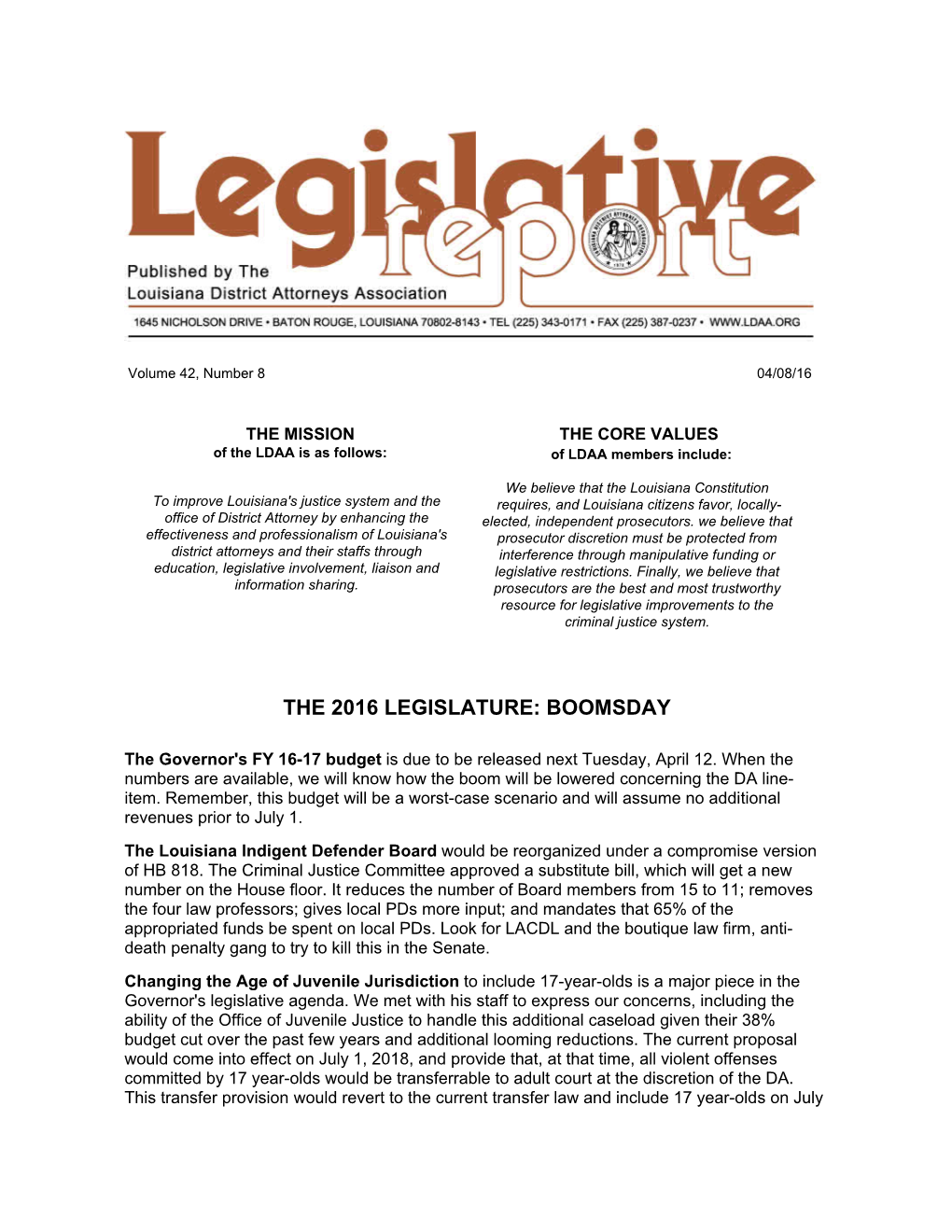 The 2016 Legislature: Boomsday