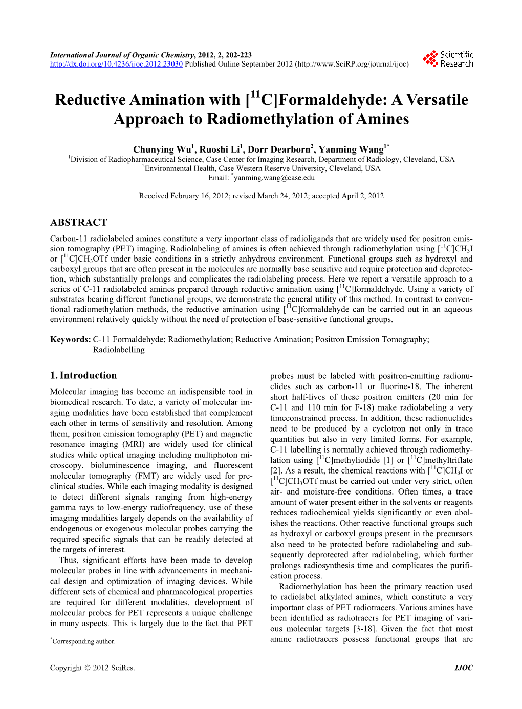 Reductive Amination with [11C]Formaldehyde: a Versatile Approach to Radiomethylation of Amines