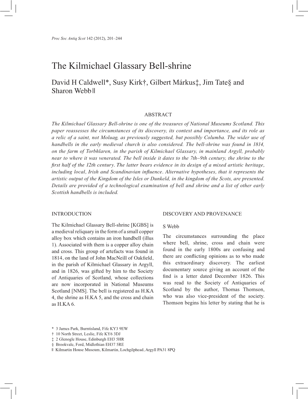 The Kilmichael Glassary Bell-Shrine | 201