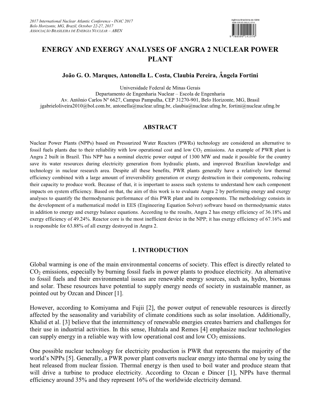 Energy and Exergy Analyses of Angra 2 Nuclear Power Plant